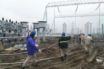 500千伏中吳變的施工現(xiàn)場