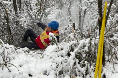 國網(wǎng)重慶綦南供電公司南桐供電所工作人員對10千伏林行線天生橋臺區(qū)開展雪后特巡